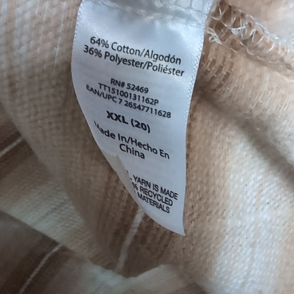 Time and Tru Beige White Flannel Button Front Shacket Size XXL - Picture 5 of 6